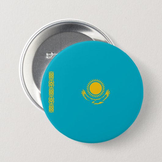 Flagge Kasachstans Button (Vorne & Hinten)