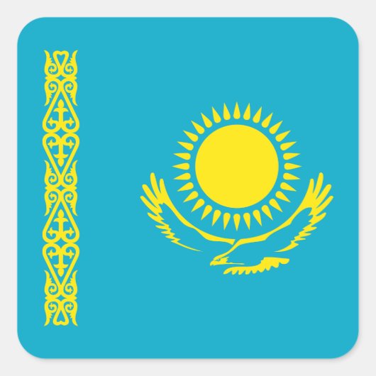 Flagge Kasachstans Quadratischer Aufkleber (Vorderseite)