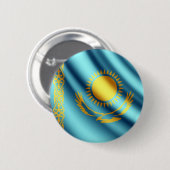 Flagge Kasachstans wellenartig bewegender pinback Button (Vorne & Hinten)