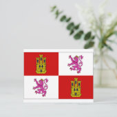 Flagge Kastilien-Leon Postkarte (Stehend Vorderseite)