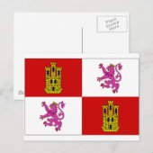 Flagge Kastilien-Leon Postkarte (Vorne/Hinten)