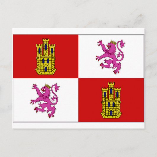 Flagge Kastilien-Leon Postkarte (Vorderseite)