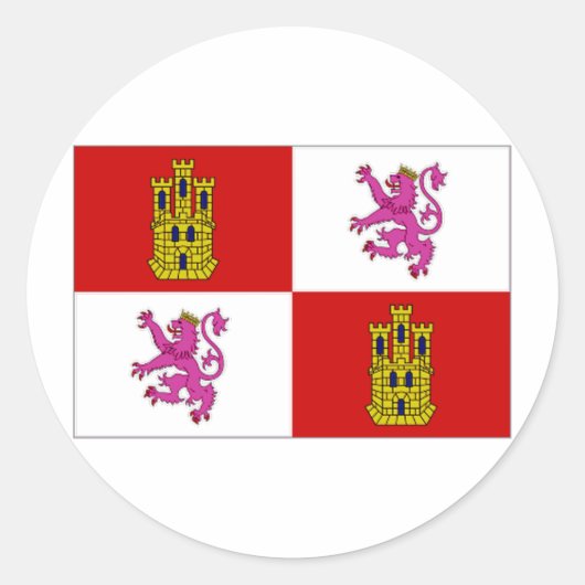 Flagge Kastilien-Leon Runder Aufkleber (Vorderseite)