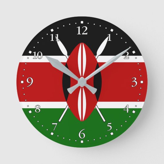 Flagge Kenias Runde Wanduhr (Vorderseite)