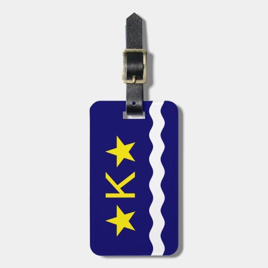 Flagge Kinshasa, Kongo Gepäckmarke Gepäckanhänger (Vorderseite vertikal)