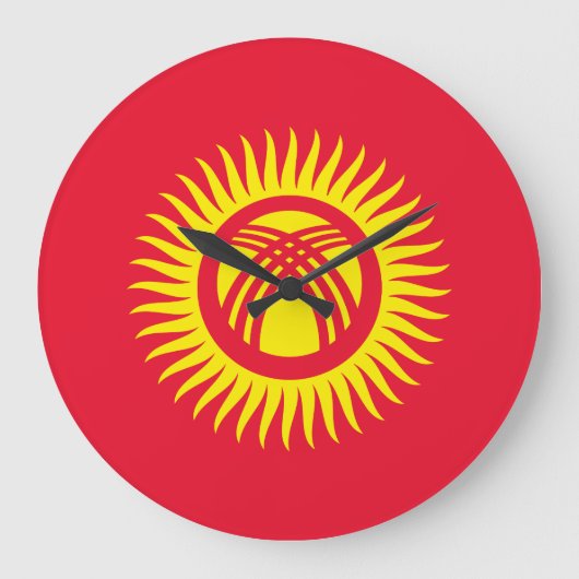 Flagge Kirgisistans Große Wanduhr (Vorderseite)