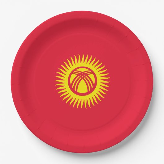 Flagge Kirgisistans Pappteller (Vorderseite)