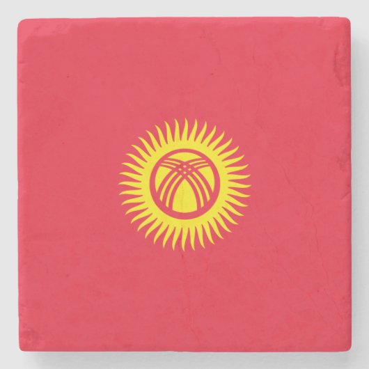 Flagge Kirgisistans Steinuntersetzer (Vorderseite)