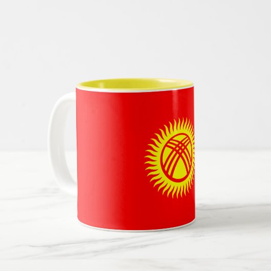 Flagge Kirgisistans Zweifarbige Tasse (Vorderseite Links)