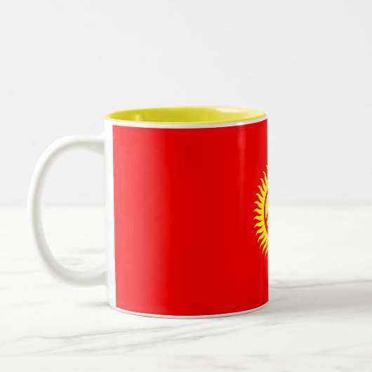 Flagge Kirgisistans Zweifarbige Tasse (Links)