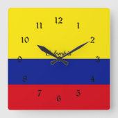 Flagge Kolumbiens Quadratische Wanduhr (Vorderseite)
