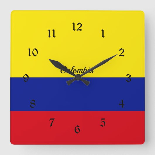 Flagge Kolumbiens Quadratische Wanduhr (Vorderseite)
