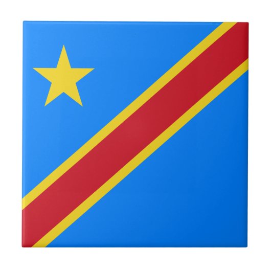 Flagge Kongo Kinshasa Fliese (Vorderseite)