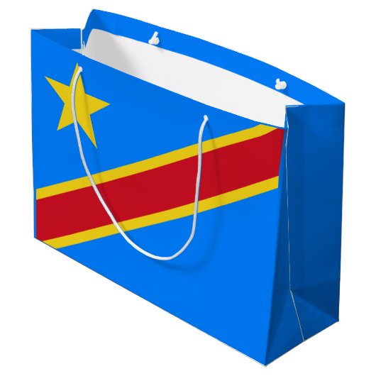 Flagge Kongo Kinshasa Große Geschenktüte (Rückseite Schrägansicht)