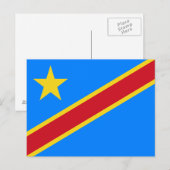 Flagge Kongo Kinshasa Postkarte (Vorne/Hinten)