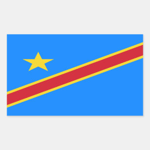 Flagge Kongo Kinshasa Rechteckiger Aufkleber
