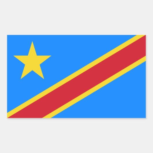 Flagge Kongo/Kongolesische Kinshasa. Demokratische Rechteckiger Aufkleber (Vorderseite)