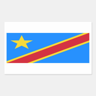 Flagge Kongo/Kongolesische Kinshasa. Demokratische Rechteckiger Aufkleber