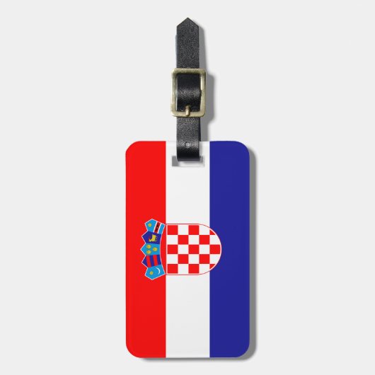 Flagge Kroatiens Gepäckanhänger mit Ledergurt (Vorderseite vertikal)