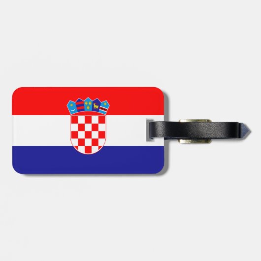 Flagge Kroatiens Gepäckanhänger mit Ledergurt (Rückseite horizontal)