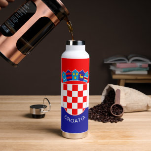 Flagge Kroatiens mit individuellem Text Trinkflasche