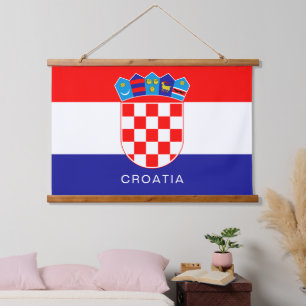 Flagge Kroatiens mit individuellem Text Wandteppich Mit Holzrahmen