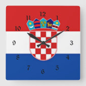 Flagge Kroatiens Quadratische Wanduhr (Vorderseite)