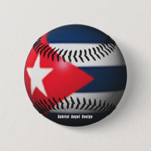 Flagge Kubas auf Baseball Button (Vorderseite)
