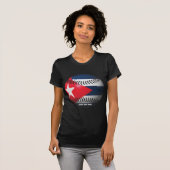 Flagge Kubas auf Baseball T-Shirt (Vorne ganz)
