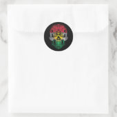 Flagge Kurdistans für Schädel und Rose Runder Aufkleber (Tasche)