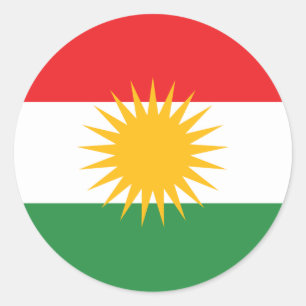 Flagge Kurdistans; Kurd; Kurdisch Runder Aufkleber