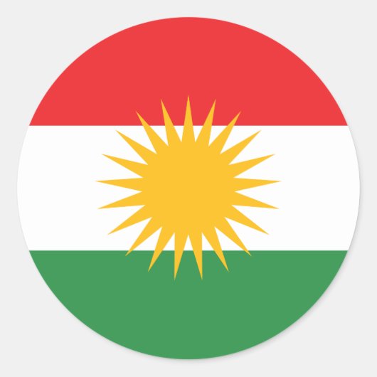 Flagge Kurdistans; Kurd; Kurdisch Runder Aufkleber (Vorderseite)
