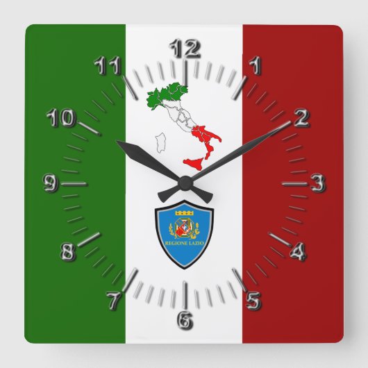 Flagge Latiums (Italien) Quadratische Wanduhr (Vorderseite)