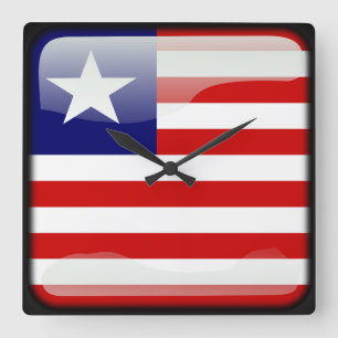 Flagge Liberias Quadratische Wanduhr