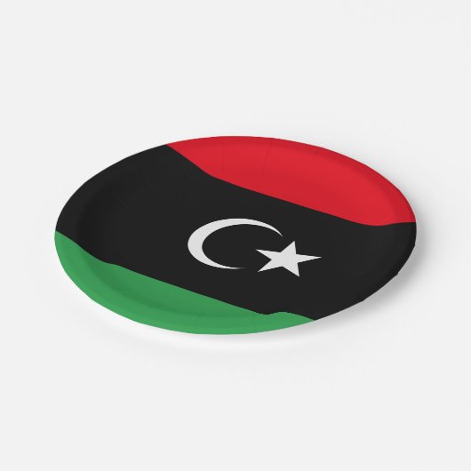 Flagge Libyens Pappteller (Schrägansicht)