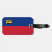 Flagge Liechtensteins Gepäckanhänger mit Ledergurt (Rückseite horizontal)