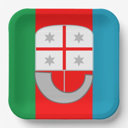 Flagge Liguriens (Italien) Pappteller (Vorderseite)