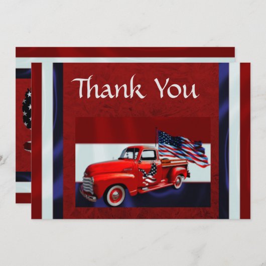 Flagge, Lkw & Adler Veteran Dankeskarte (Vorne/Hinten)