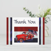 Flagge, Lkw & Adler Veteran Dankeskarte (Stehend Vorderseite)