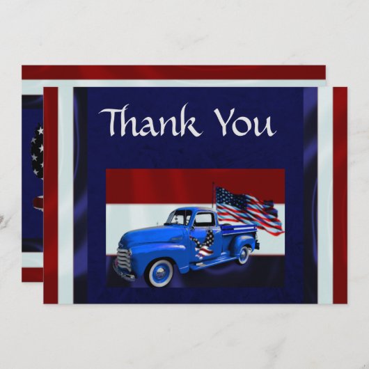 Flagge, Lkw & Adler Veteran Dankeskarte (Vorne/Hinten)