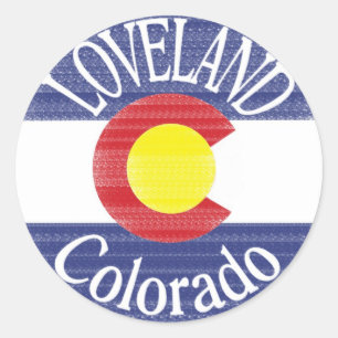 Flagge Loveland Colorado Runder Aufkleber