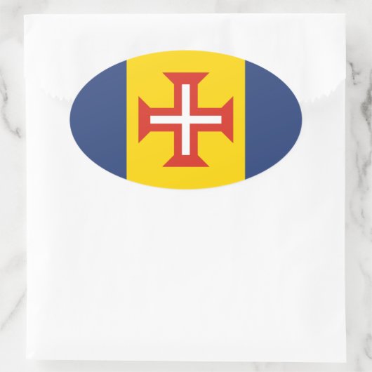 Flagge Madeiras, Portugal Ovaler Aufkleber (Tasche)