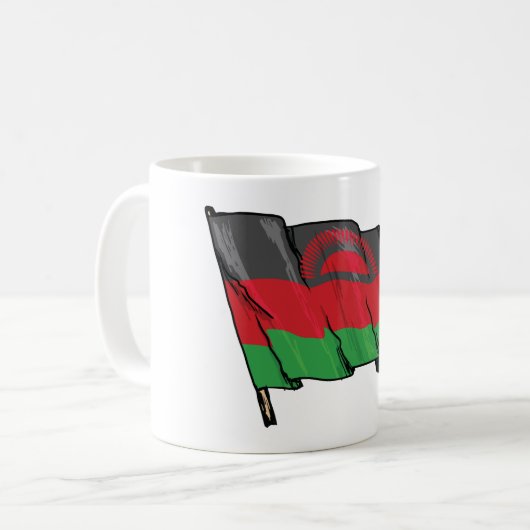 Flagge Malawis Kaffeetasse (Vorderseite Links)