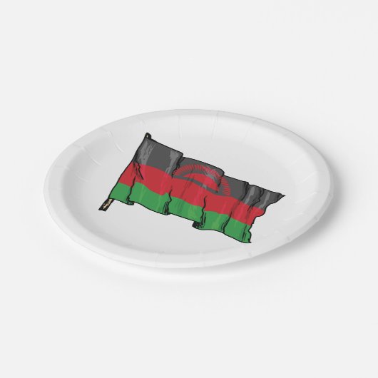 Flagge Malawis Pappteller (Schrägansicht)