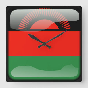 Flagge Malawis Quadratische Wanduhr