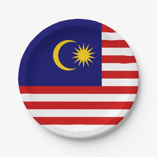 Flagge Malaysias Pappteller (Vorderseite)