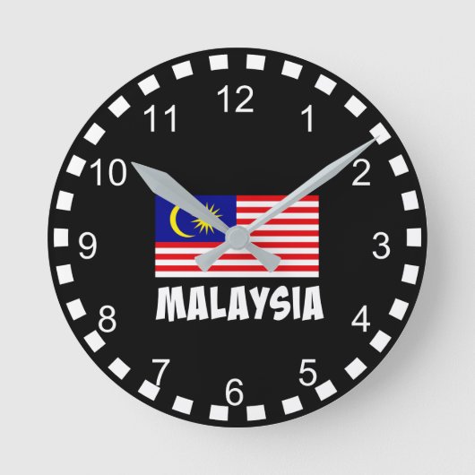 Flagge Malaysias Runde Wanduhr (Vorderseite)