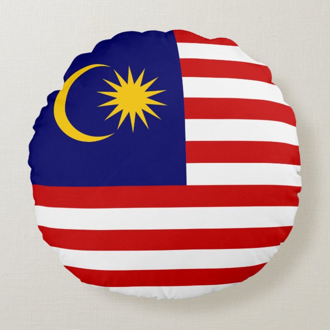 Flagge Malaysias Rundes Kissen (Vorderseite)