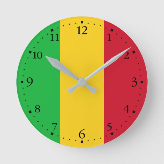 Flagge Malis Runde Wanduhr (Vorderseite)