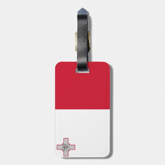 Flagge Maltas Gepäckmarke mit Ledergurt Gepäckanhänger (Rückseite vertikal)